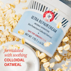 First Aid Beauty Ultra Repair Cream ingredients include colloidal oatmeal for barrier support
