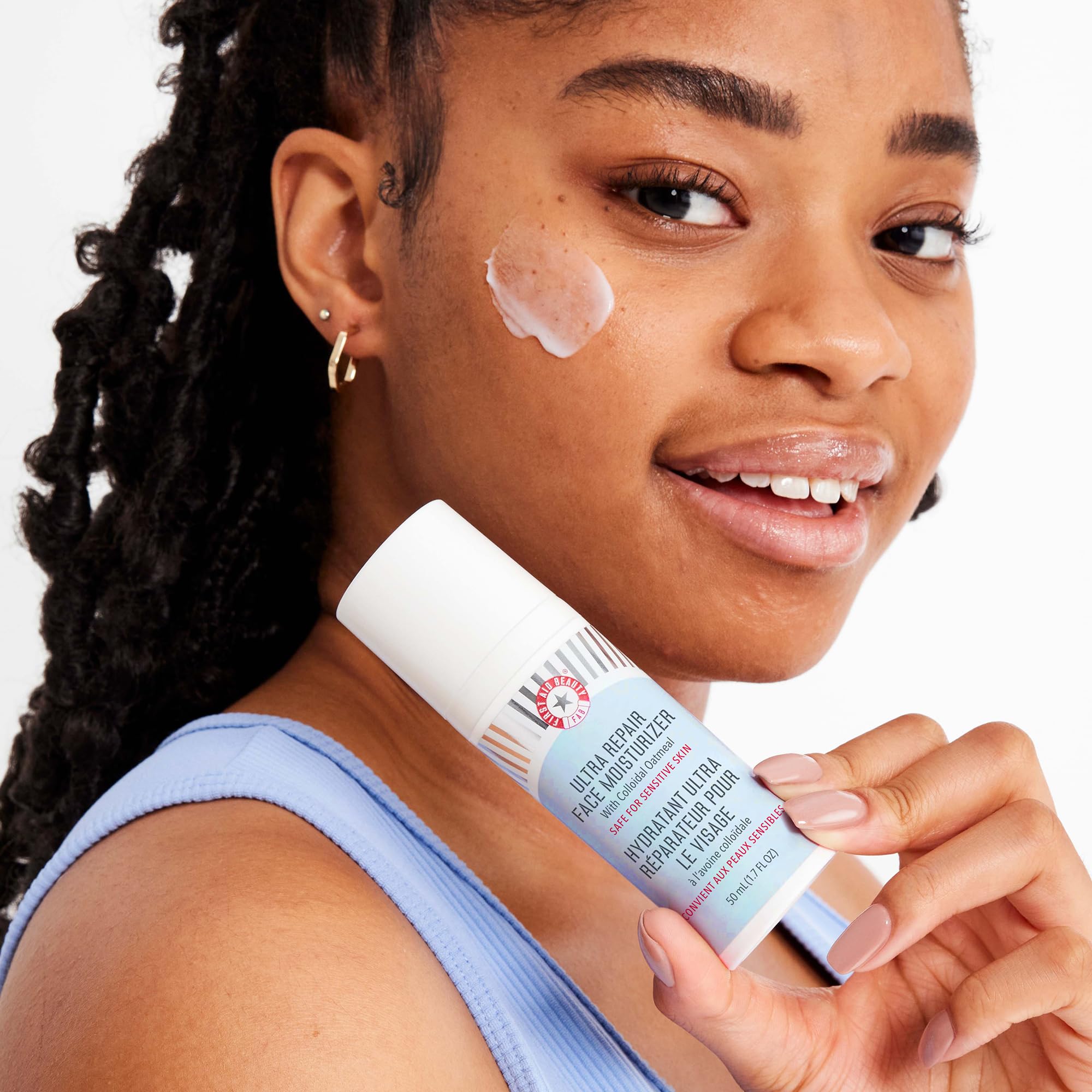 First Aid Beauty Ultra Repair with shea butter and ceramides close-up of ingredients
