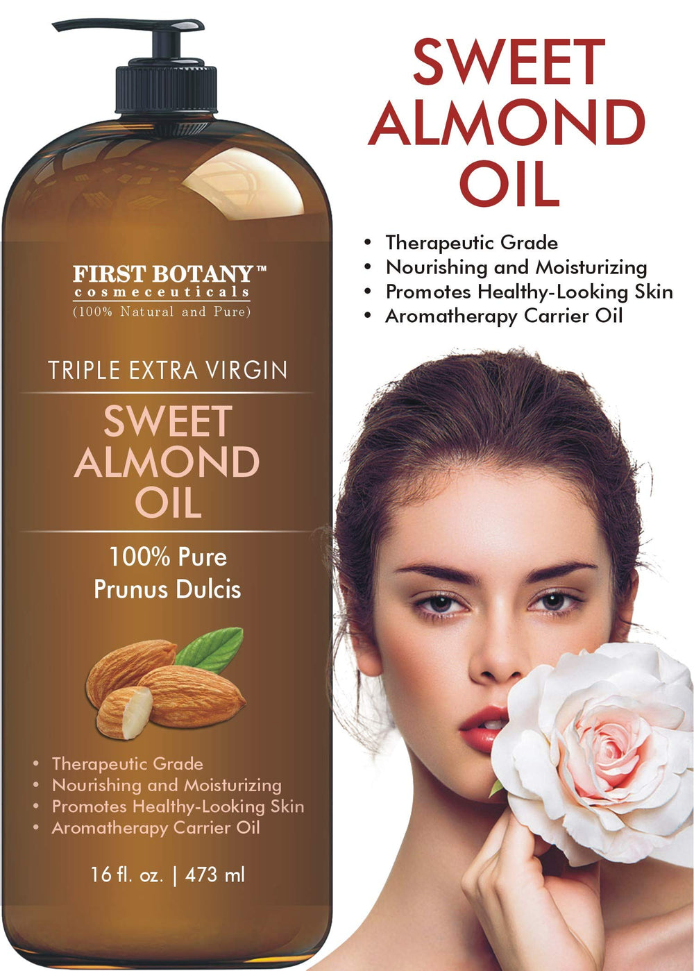 First Botany Almond Oil is 100% natural and cosmetic-grade for daily beauty.