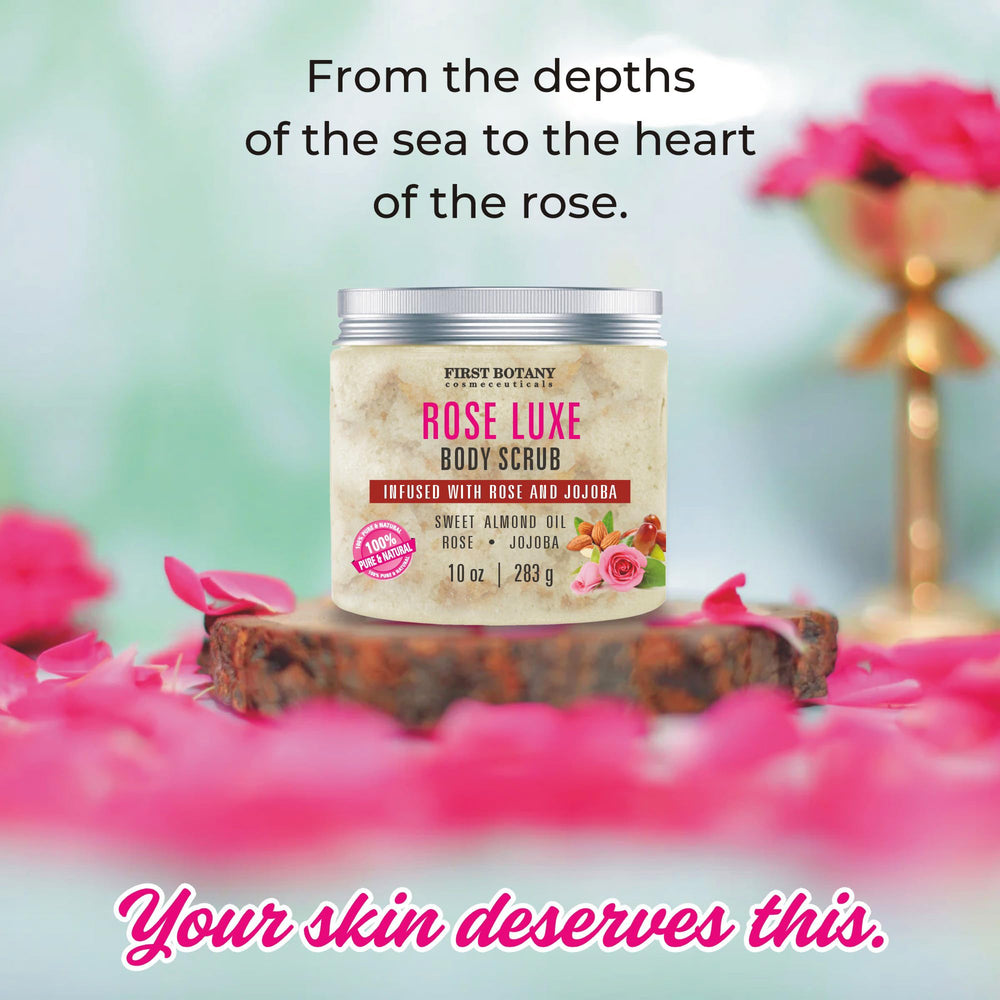 First Botany Body Scrub clean four-ingredient formula displayed