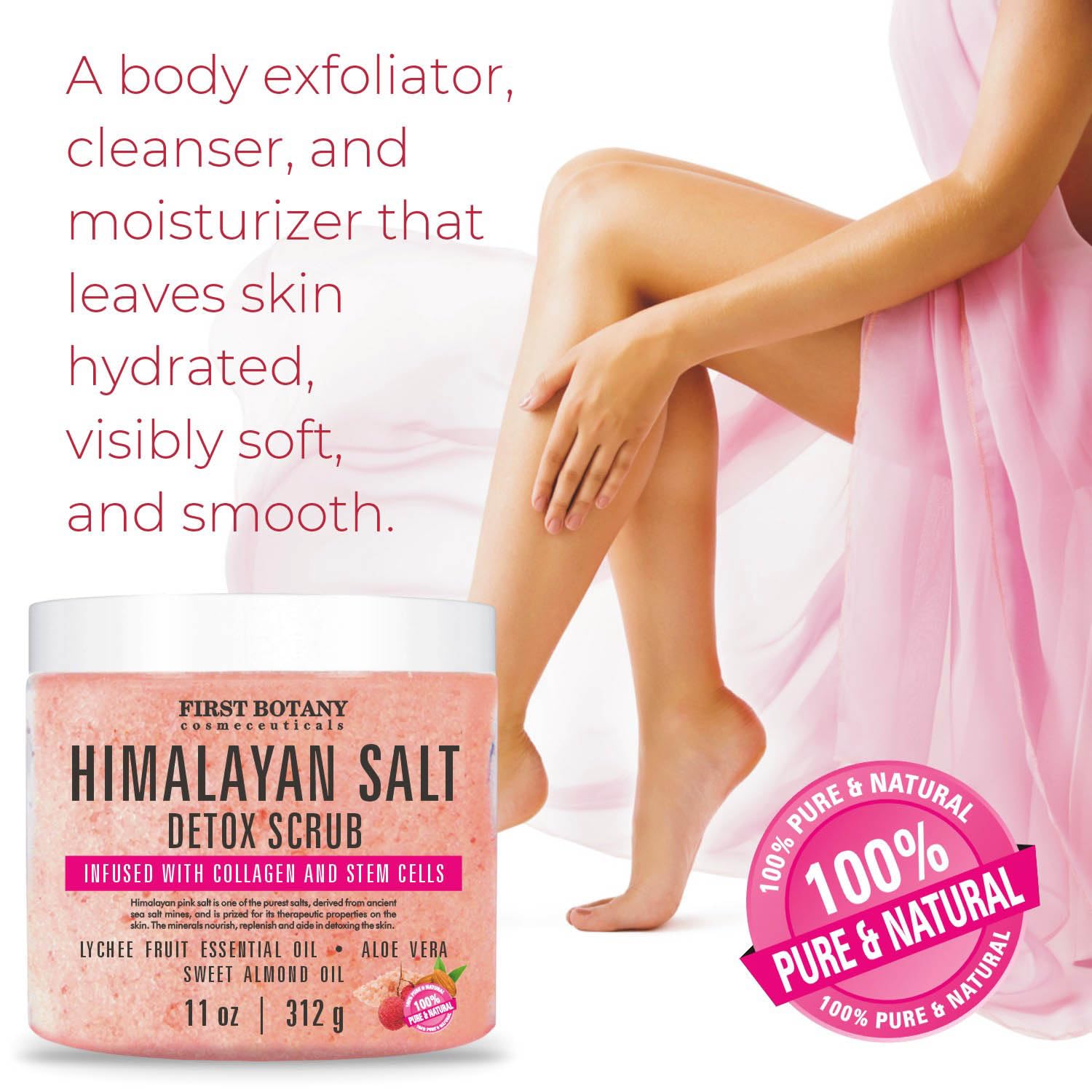 Collagen-stem cell exfoliator texture close-up for firming potential by First Botany