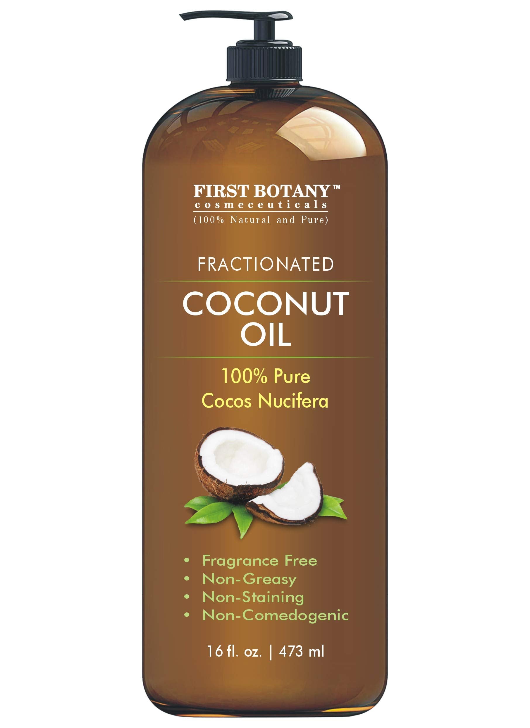First Botany Fractionated Coconut Oil 16oz bottle for versatile skin and hair care