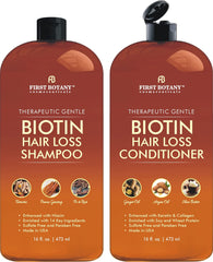 First Botany Hair Growth Shampoo bottle highlights a sulfate-free formula for scalp nourishment.