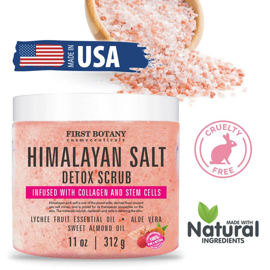 Close-up of Himalayan salt crystals for deep exfoliation