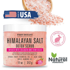 Close-up of Himalayan salt crystals for deep exfoliation