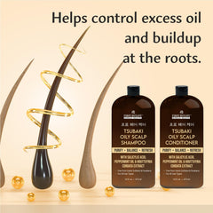 First Botany Oily Scalp Conditioner bottle pour illustrating lightweight conditioning for non-greasy hair.