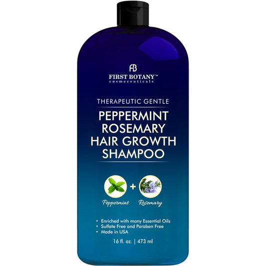 First Botany Peppermint Rosemary Shampoo bottle with invigorating scent for daily scalp refreshment