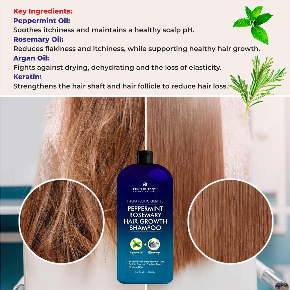 First Botany Peppermint Rosemary Shampoo ready for daily use and detangling