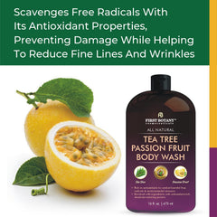 First Botany scented shower gel on skin, suggesting energizing fragrance for daily routines.