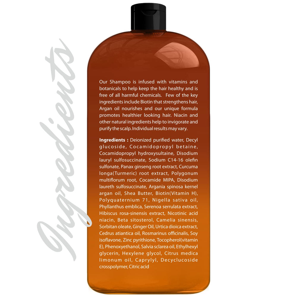First Botany ingredients label close-up featuring biotin, nettle, and saw palmetto.
