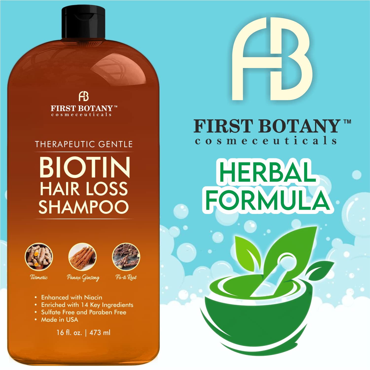 First Botany shampoo pack showing two bottles for convenient daily use.