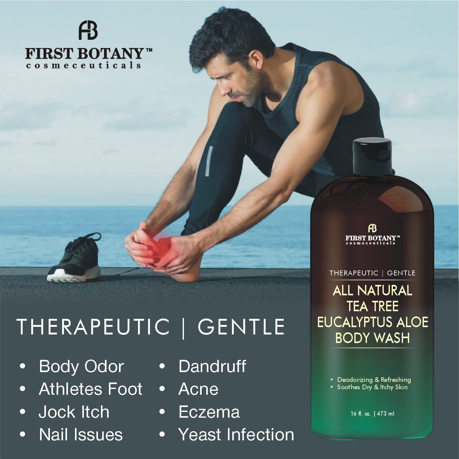 First Botany soothing formula eases dry, itchy skin during daily showers.