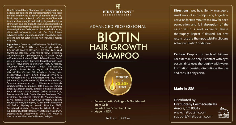 First Botany sulfate-free formula badge signals gentle color-safe cleansing
