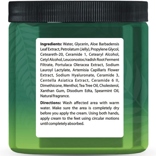 Texture close-up shows creamy formula ideal for dry feet hydration