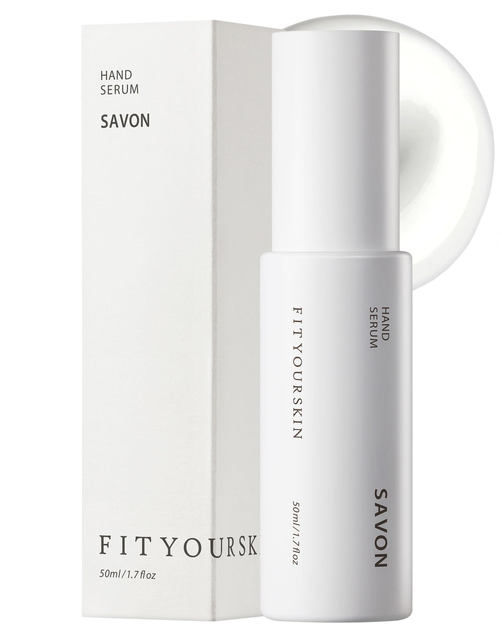 Fit Your Skin Savon hand serum bottle front promotes daily hydration.