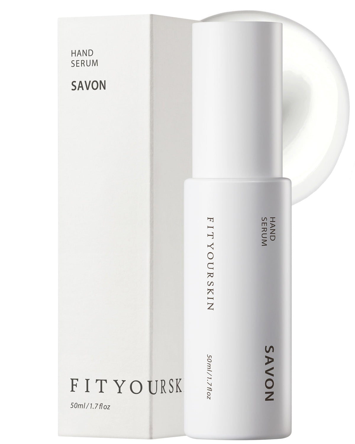 Fit Your Skin Savon hand serum bottle front promotes daily hydration.