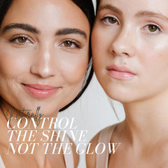 Fitglow powder application demonstrates oil control and even skin.