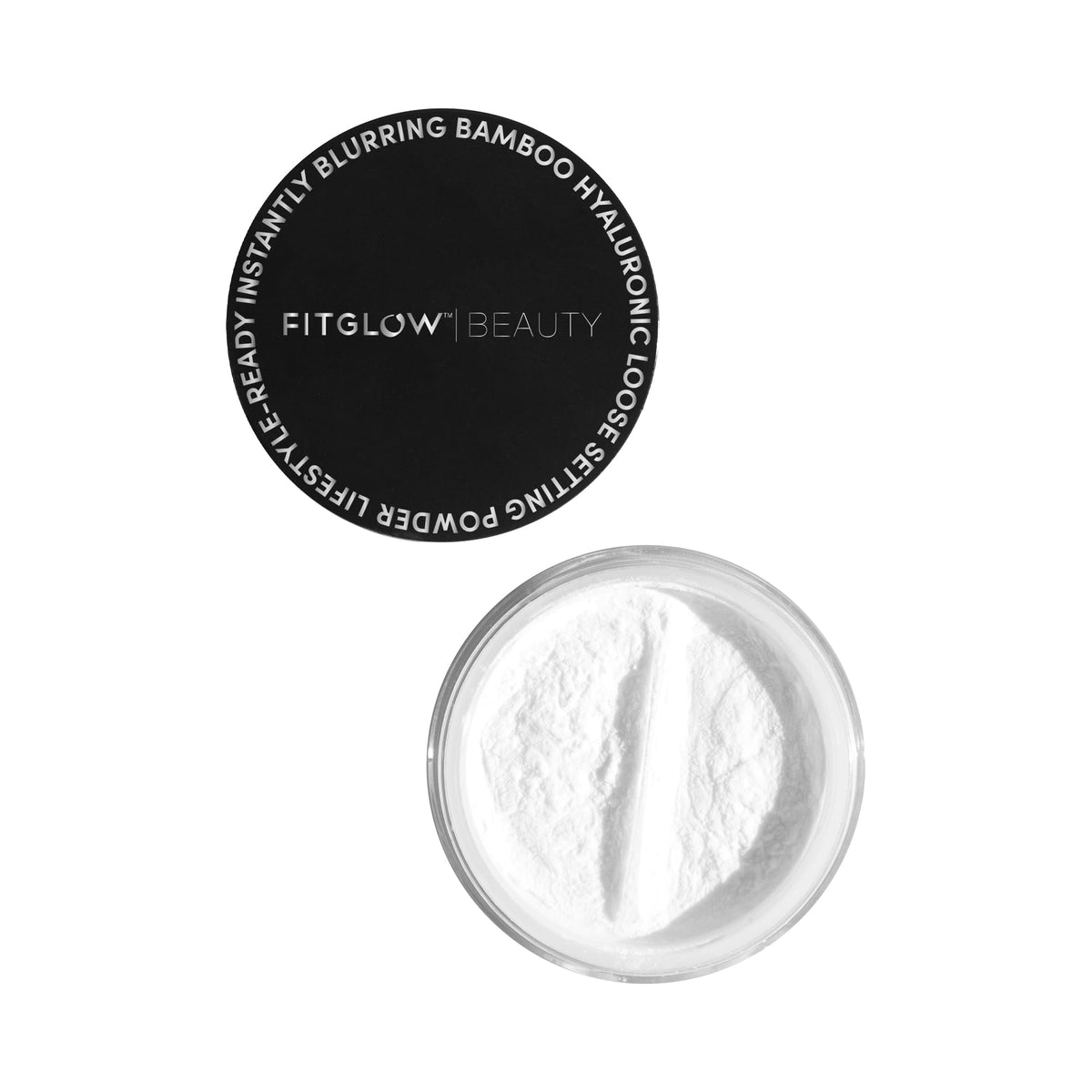 Fitglow Bamboo Hyaluronic Loose Setting Powder jar with weightless translucent finish.