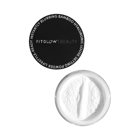Fitglow Bamboo Hyaluronic Loose Setting Powder jar with weightless translucent finish.