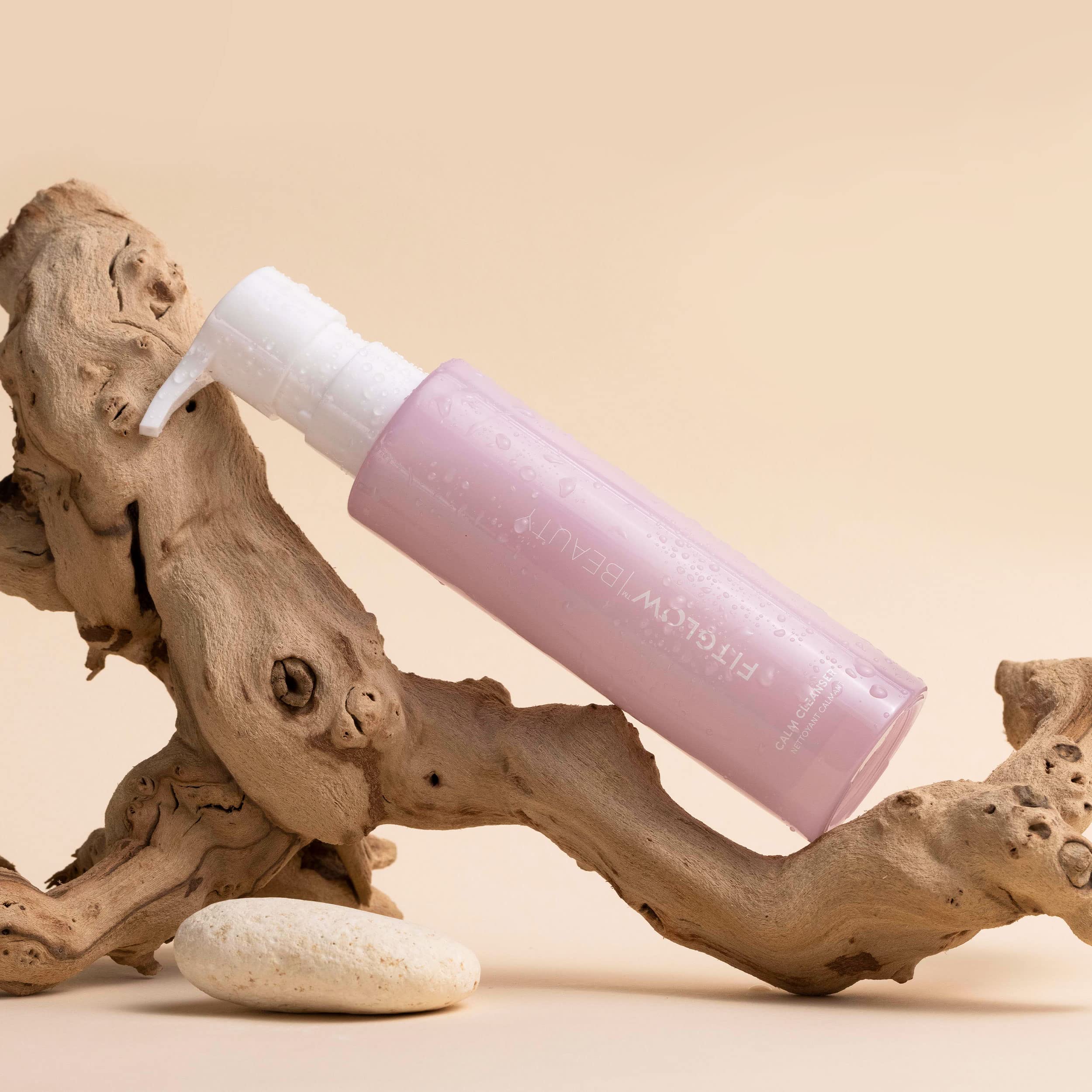FITGLOW Calm Cleanser vegan plant-based ingredients featured on packaging