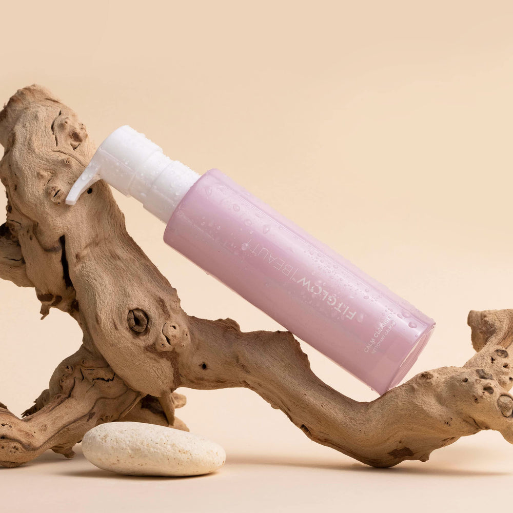 FITGLOW Calm Cleanser vegan plant-based ingredients featured on packaging