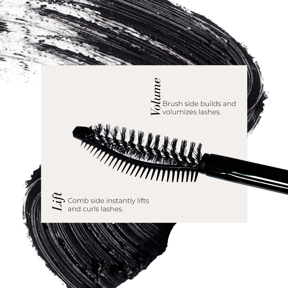 Fitglow Good Lash Mascara on lashes shows deep black pigment and long wear.