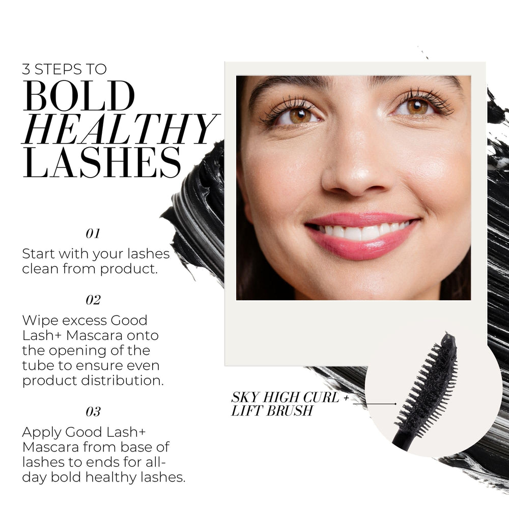Fitglow Good Lash Mascara packaging highlights plant-powered ingredients supporting lash health.