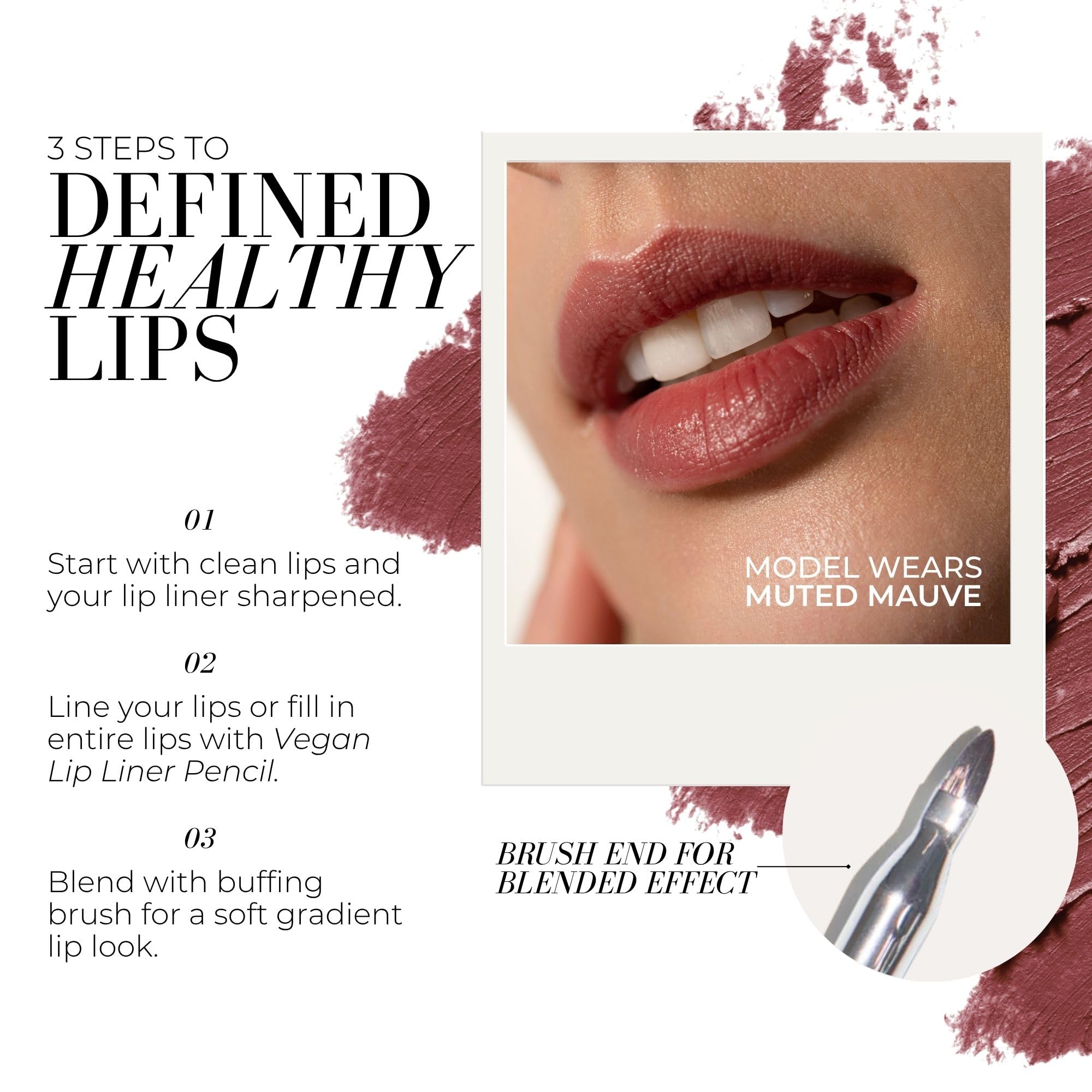 FITGLOW lip liner trio built-in brush demonstrates easy-diffuse application.