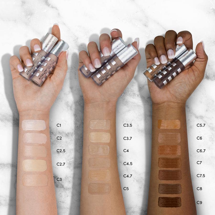Fitglow Conceal+ applicator demonstrates precise delivery for targeted eye-area coverage.