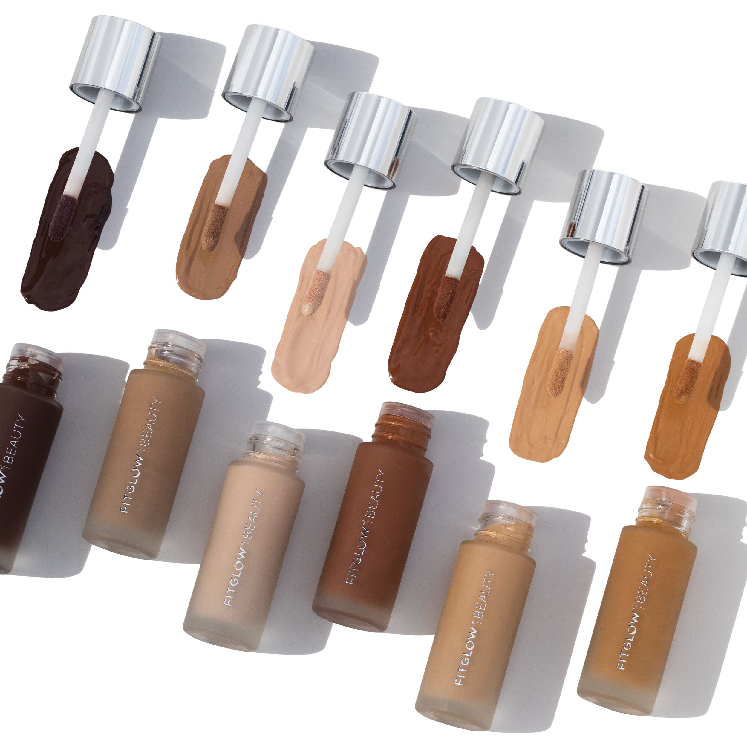 Fitglow Foundation+ creamy texture on hand showcasing skin-treating feel
