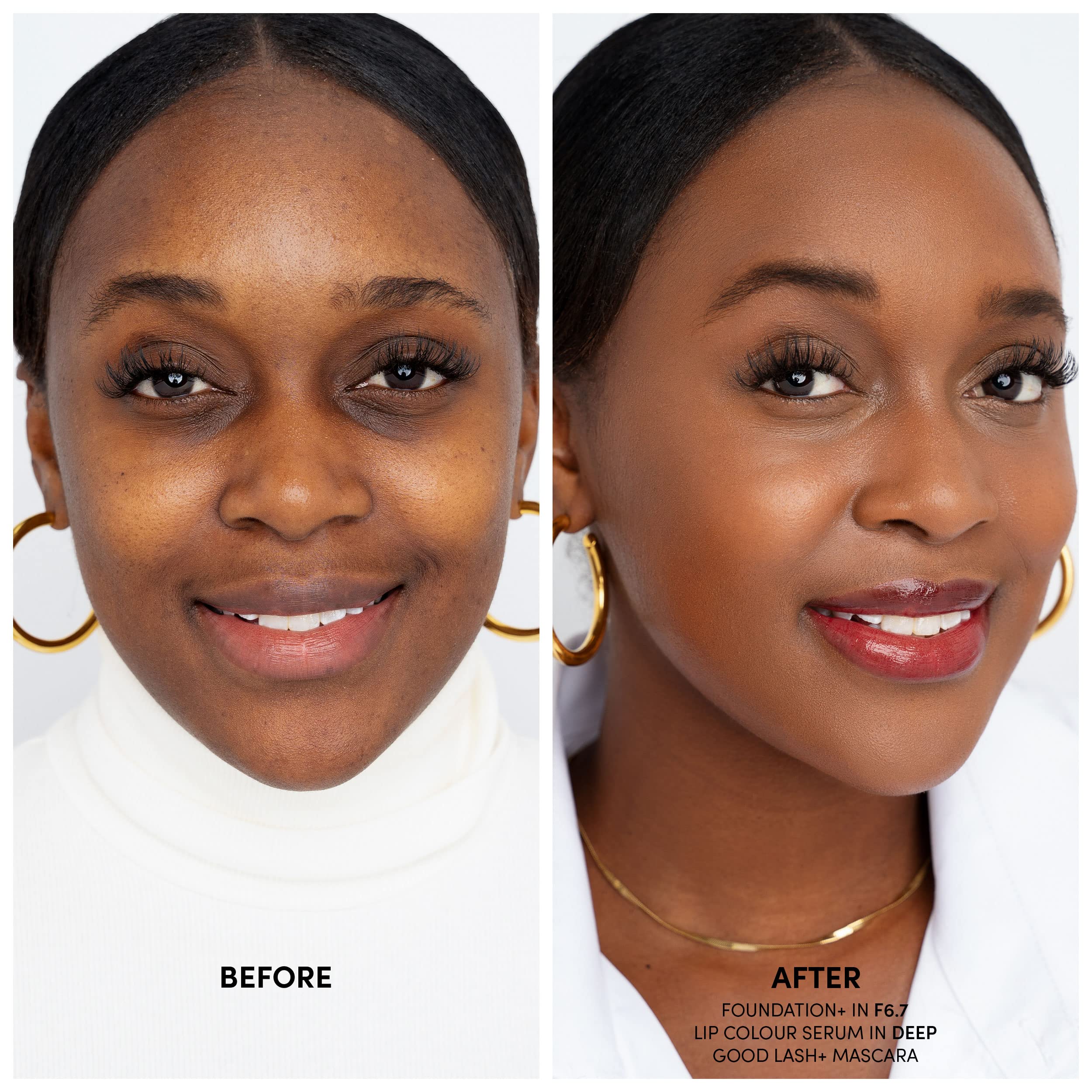 Fitglow Foundation+ swatch on skin highlighting buildable coverage