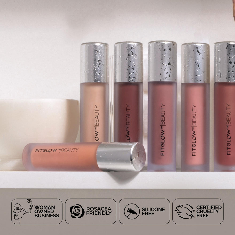 FITGLOW Lip Colour Serum packaging showcasing premium plant-based formula.