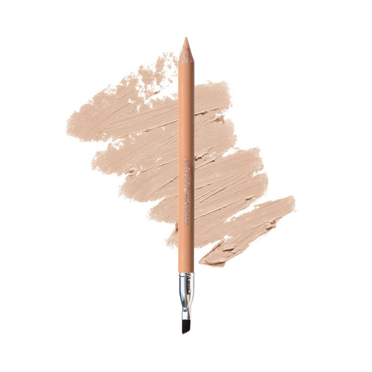 FITGLOW vegan eyeliner pencil beige cap closeup demonstrates long-lasting, smudge-proof color.