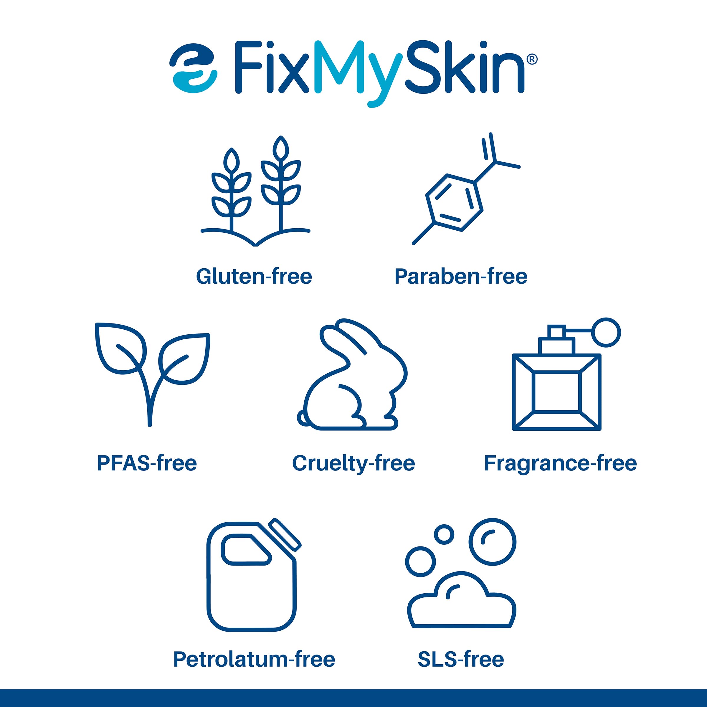 Gluten-free formula of FixMySkin lip balm for sensitive lips.