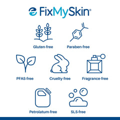 Gluten-free formula of FixMySkin lip balm for sensitive lips.