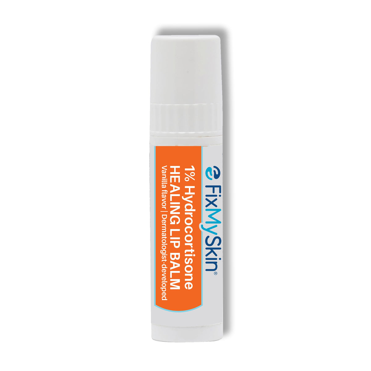 FixMySkin hydrocortisone lip balm vanilla tube soothing dry lips.
