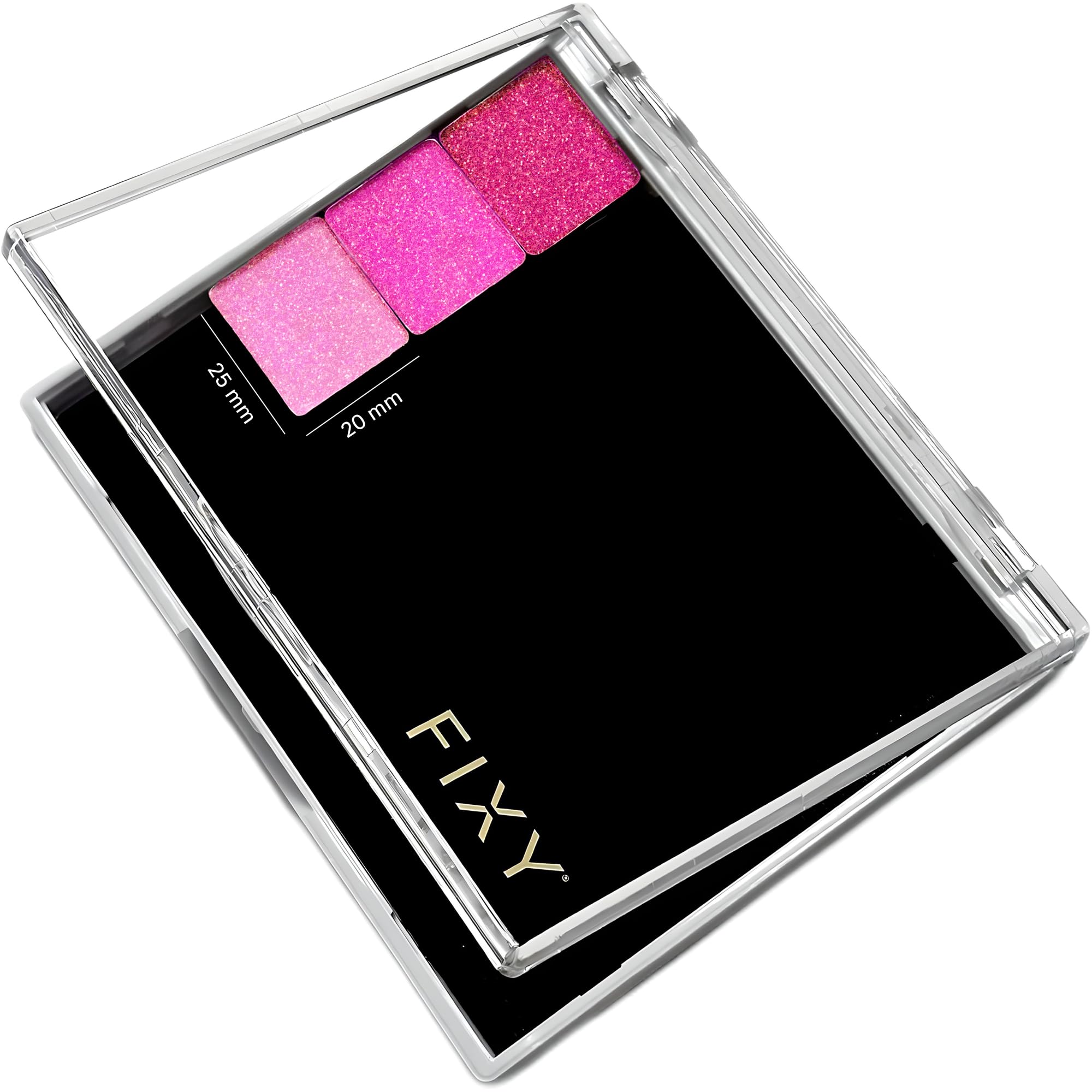 FIXY extra-small magnetic makeup palette with clear top for quick color visibility.