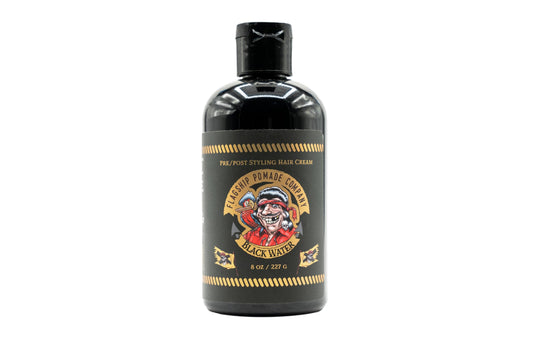 Flagship Black Water Pomade bottle ready for matte, natural styling.