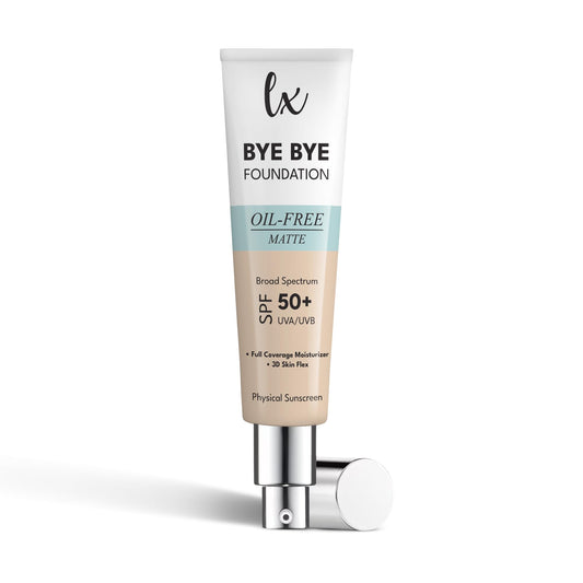 Flawless Radiance LX Blend Bye Bye Foundation bottle with an oil-free matte finish for daily wear.