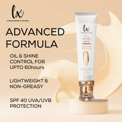 Flawless Radiance LX Blend CC+ Cream SPF 40 label highlighting broad sun protection