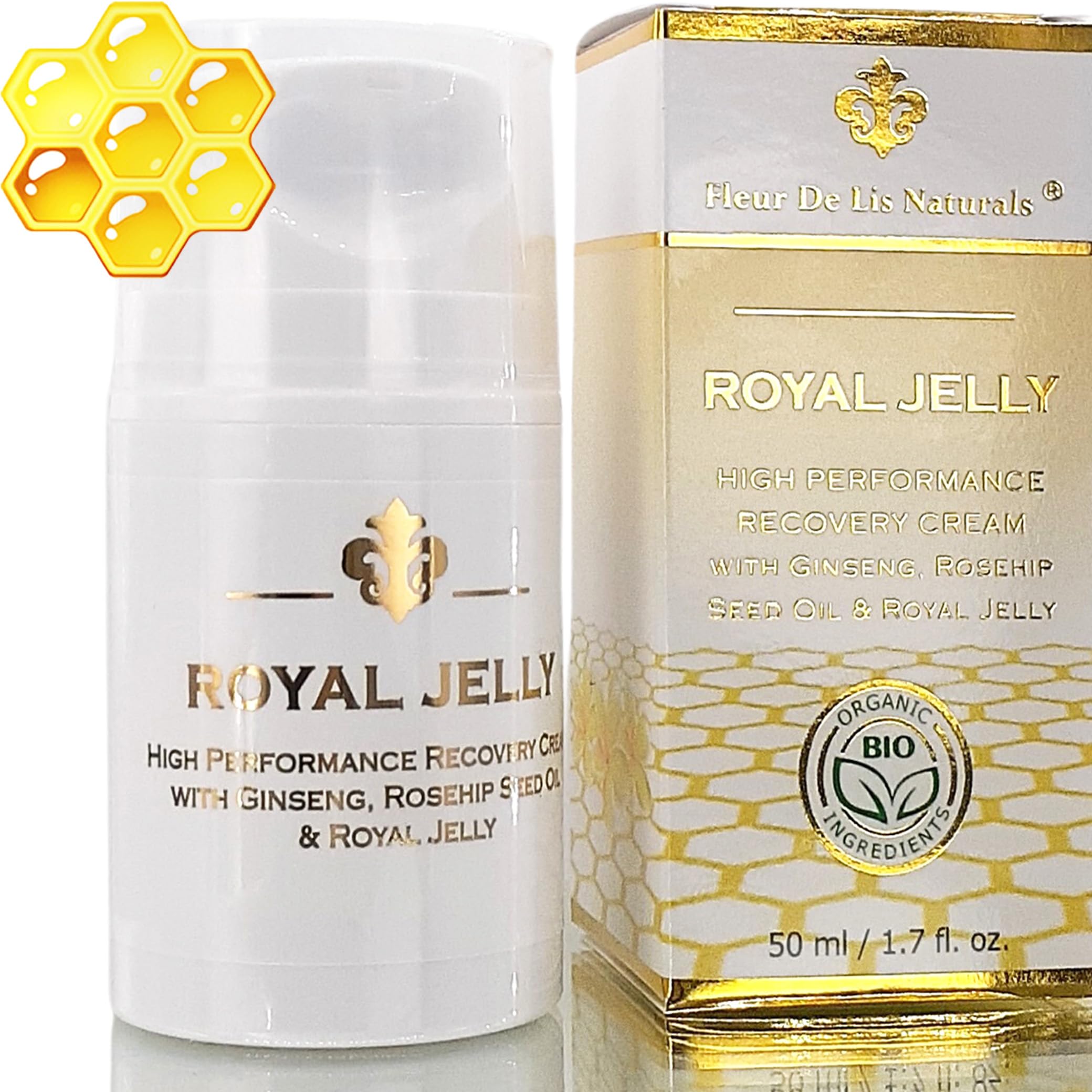 Fleur De Lis Naturals Face Cream Royal Jelly jar for anti-aging hydration and radiance.
