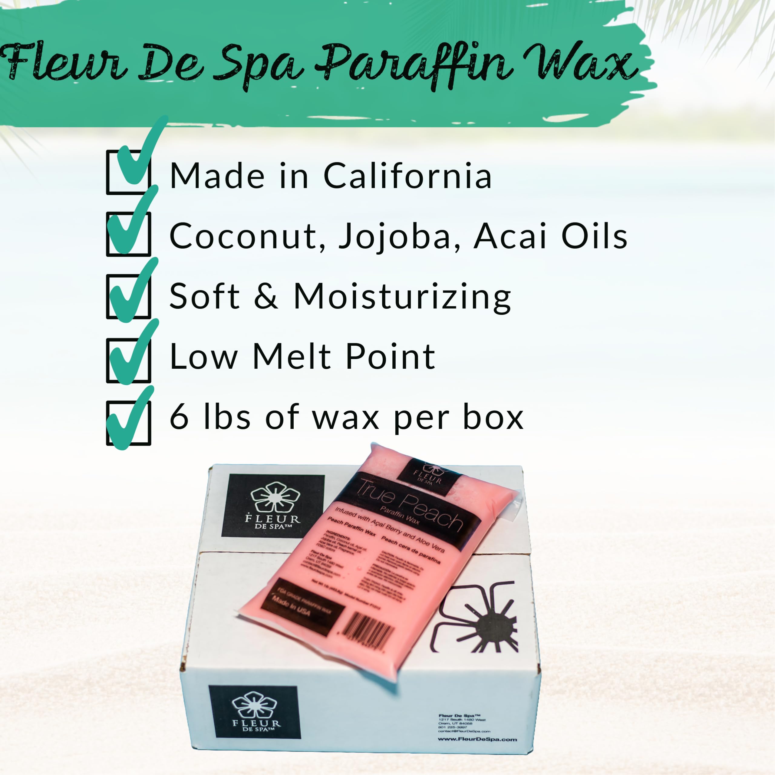 Fragrance options Peach Lavender Vanilla for Fleur De Spa wax