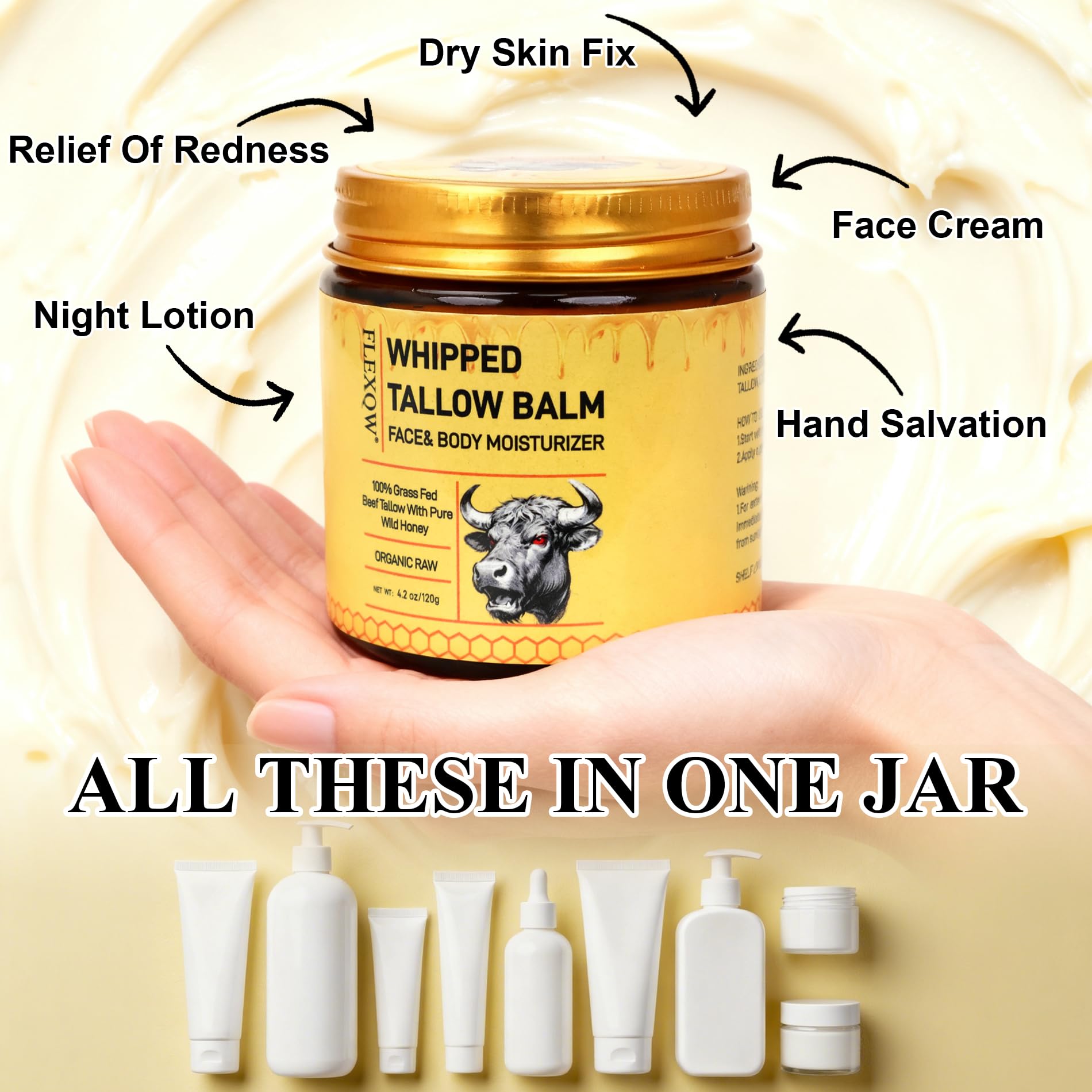FlexQW Bee Venom Repair Cream on cheeks for smoother texture.