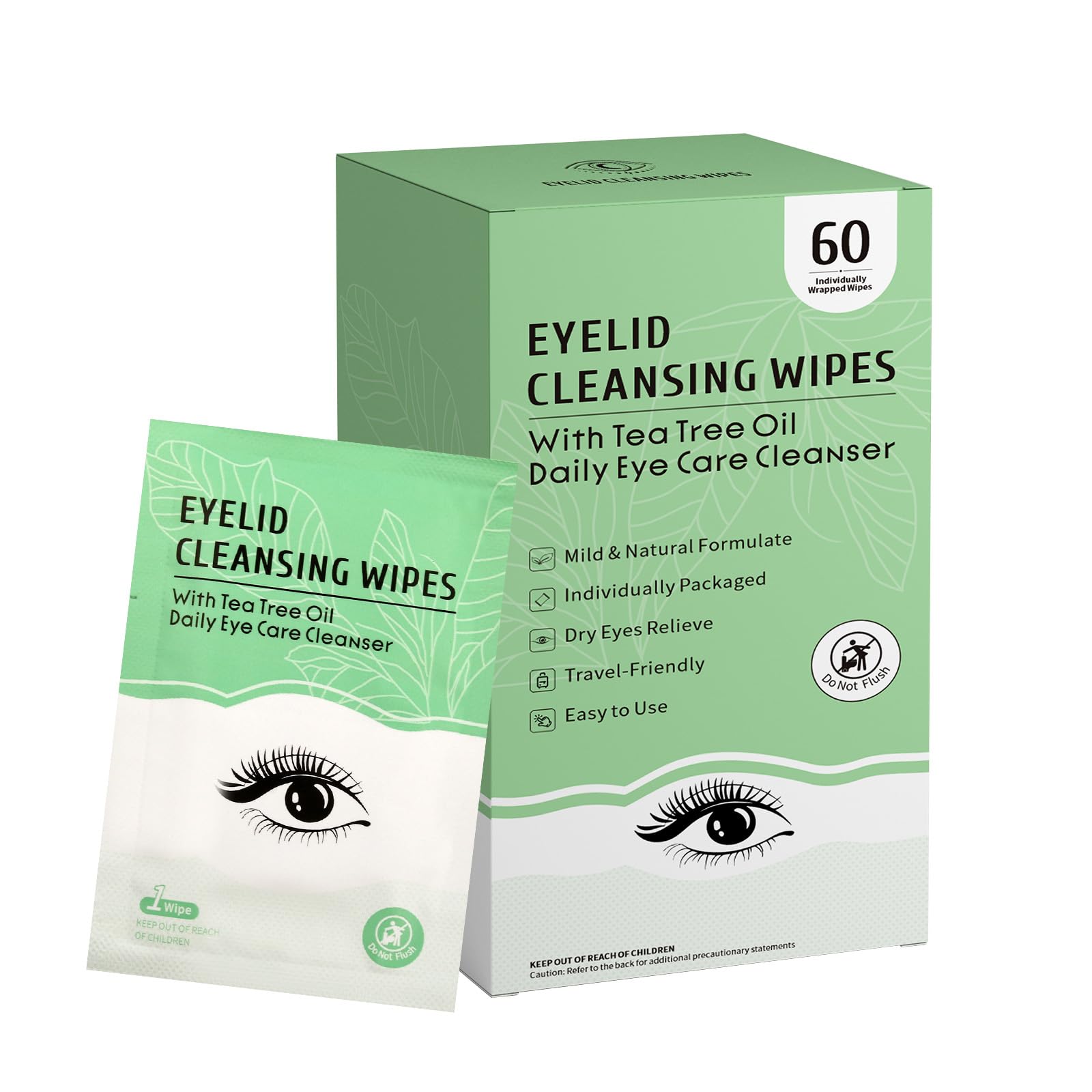 FLODTEEK Eyelid Wipes with tea tree cleanse delicate lids on the go.