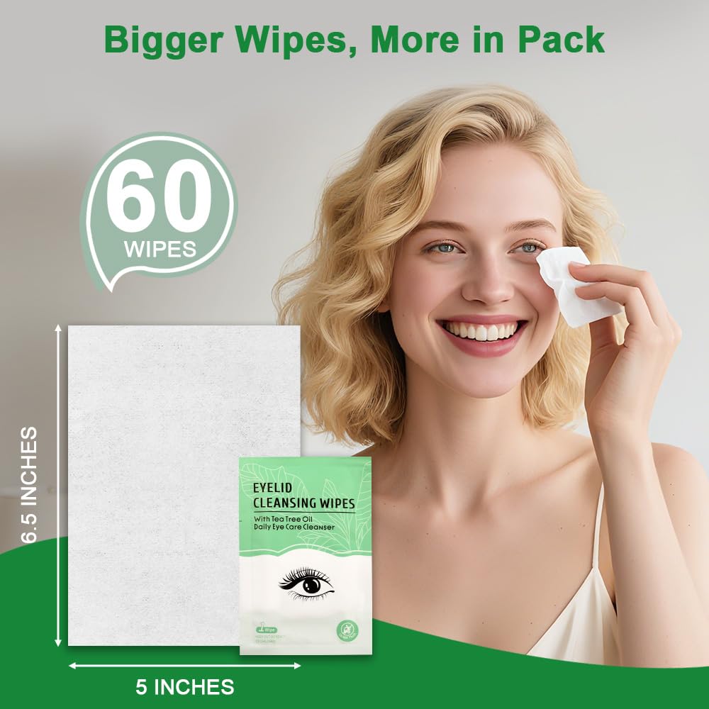 Individually wrapped FLODTEEK eyelid wipes for mess-free on-the-go care.