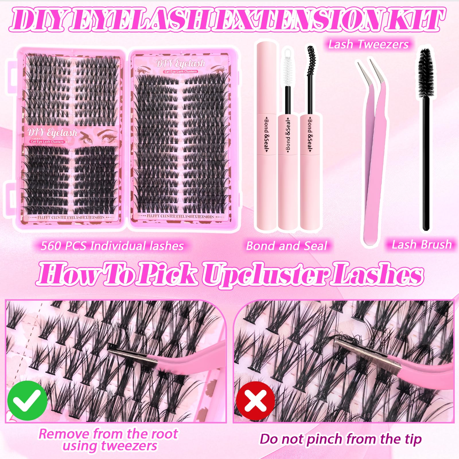 Floranest lash clusters kit 9-16mm lengths for customizable looks.