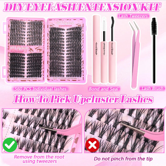 Floranest lash clusters kit 9-16mm lengths for customizable looks.