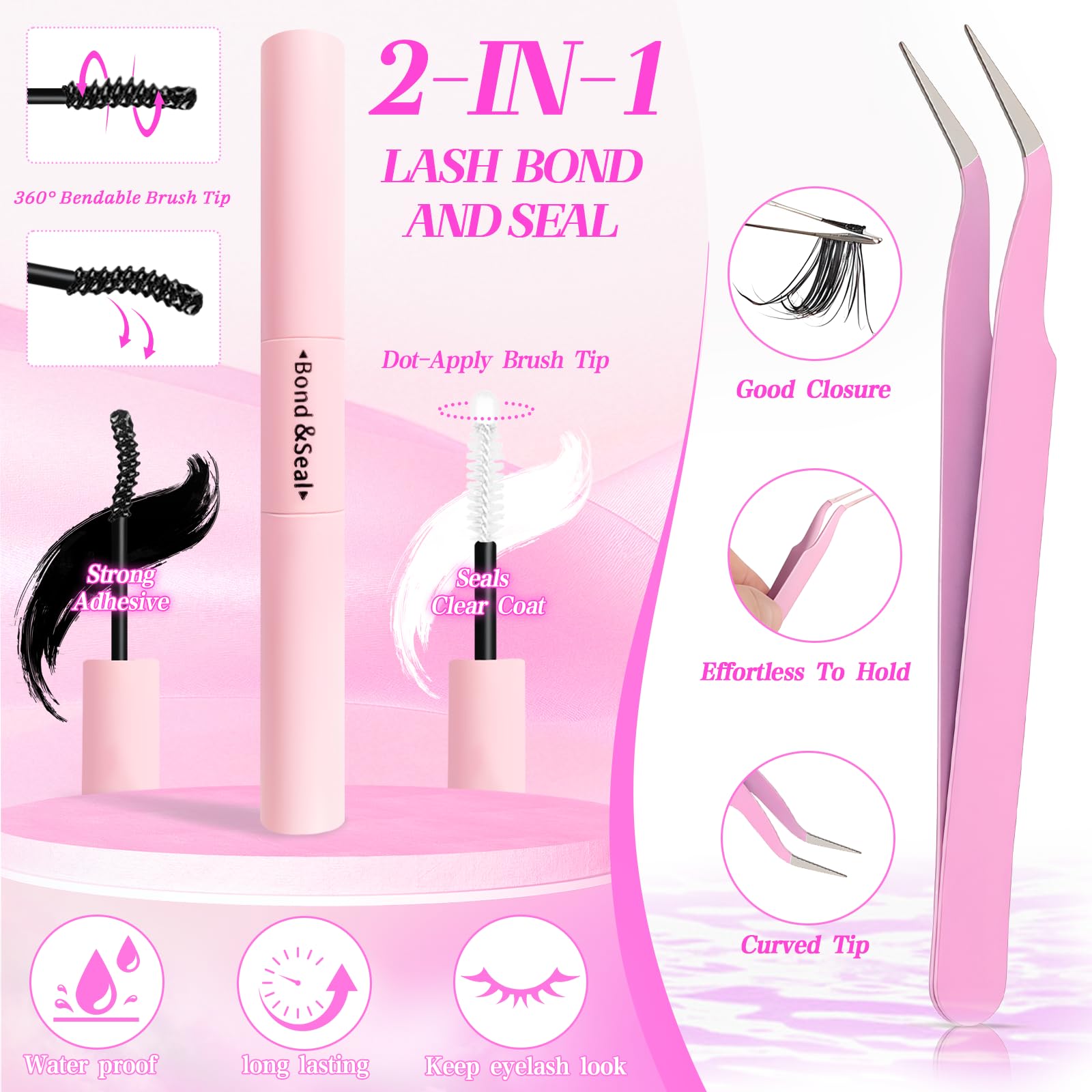 Floranest lash clusters kit bond and seal for secure adhesion.