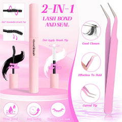 Floranest lash clusters kit bond and seal for secure adhesion.