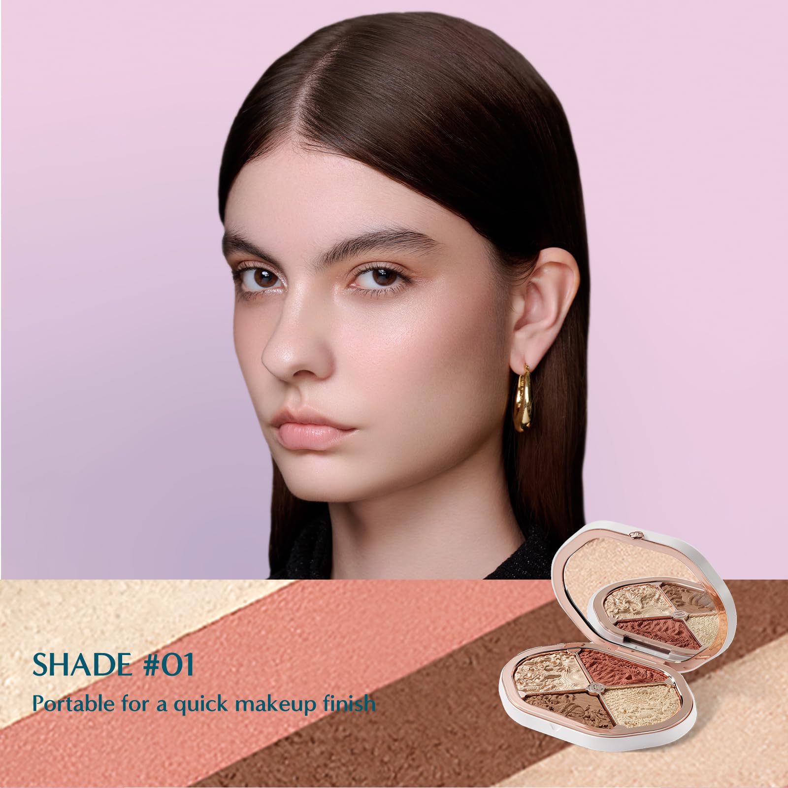 FLORASIS Eastern Beasts palette swatch closeup shows silky powder and buildable color.
